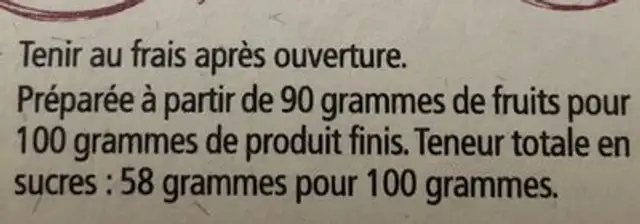 Mangue Passion ingredients label