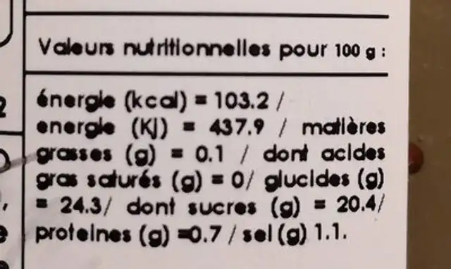 La sauce B.B.Q aux oignons de siscu et poivre phu quoq rouge nutrition facts table
