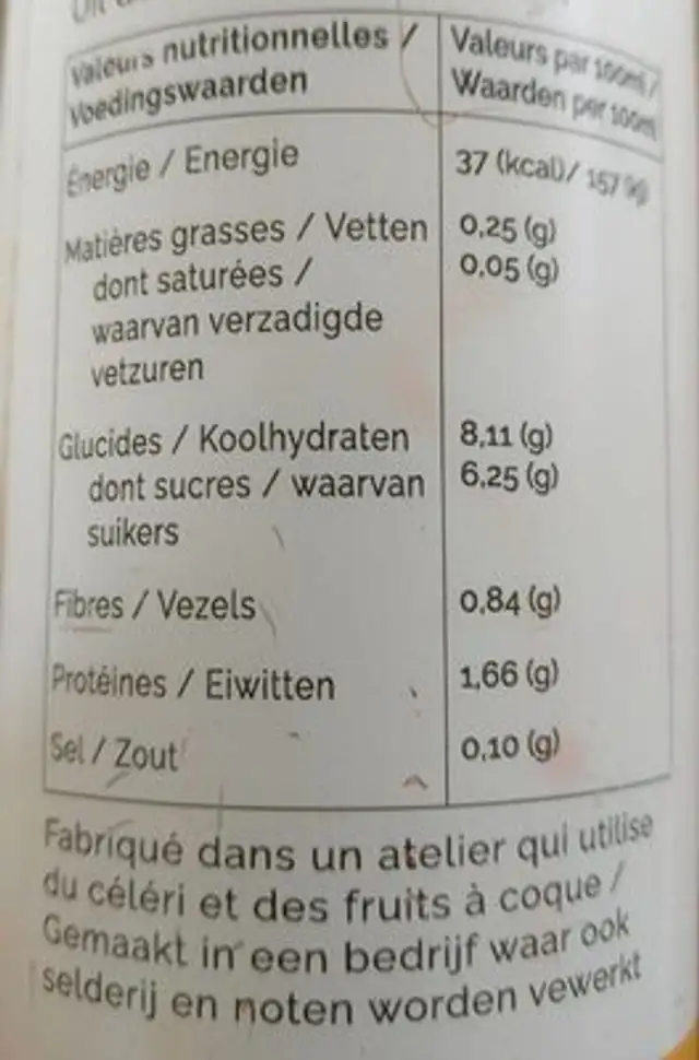 Autumn n4 nutrition facts table