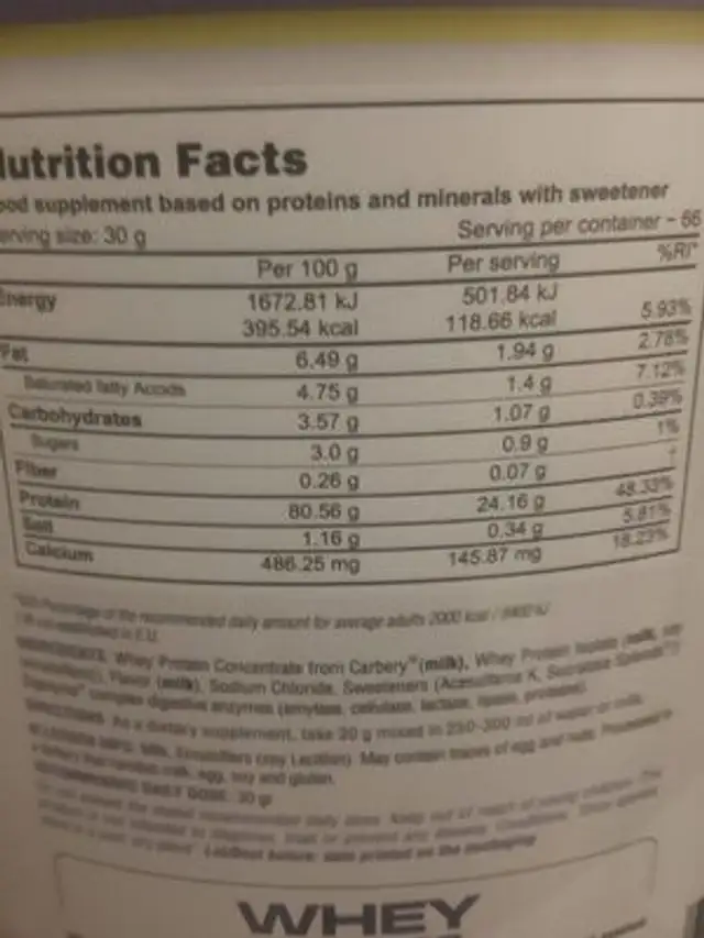 MM Suplemento nutrition facts table