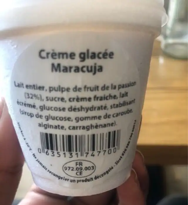 Glace nutrition facts table