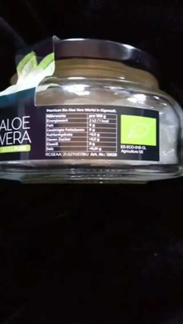 Aloé vera dices pure ingredients label