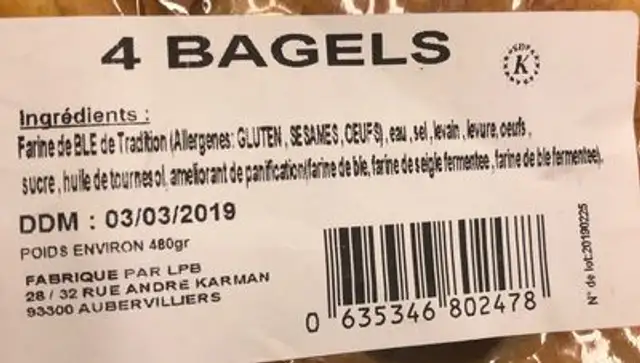 Nicole et Maguy ingredients label