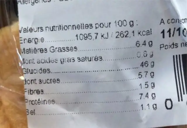 Nicole et Maguy nutrition facts table