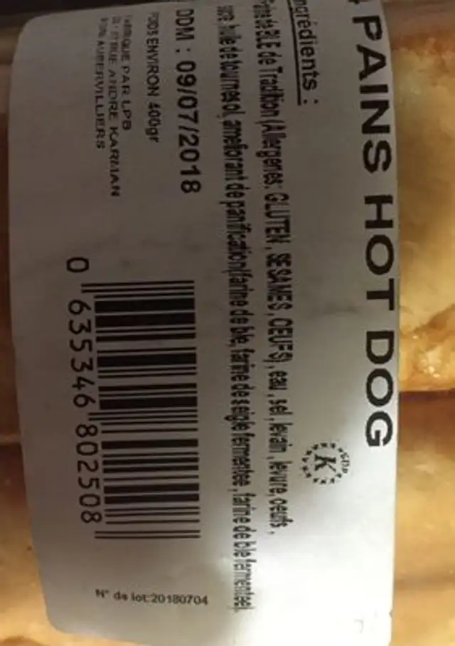 4 pains hot dog ingredients label