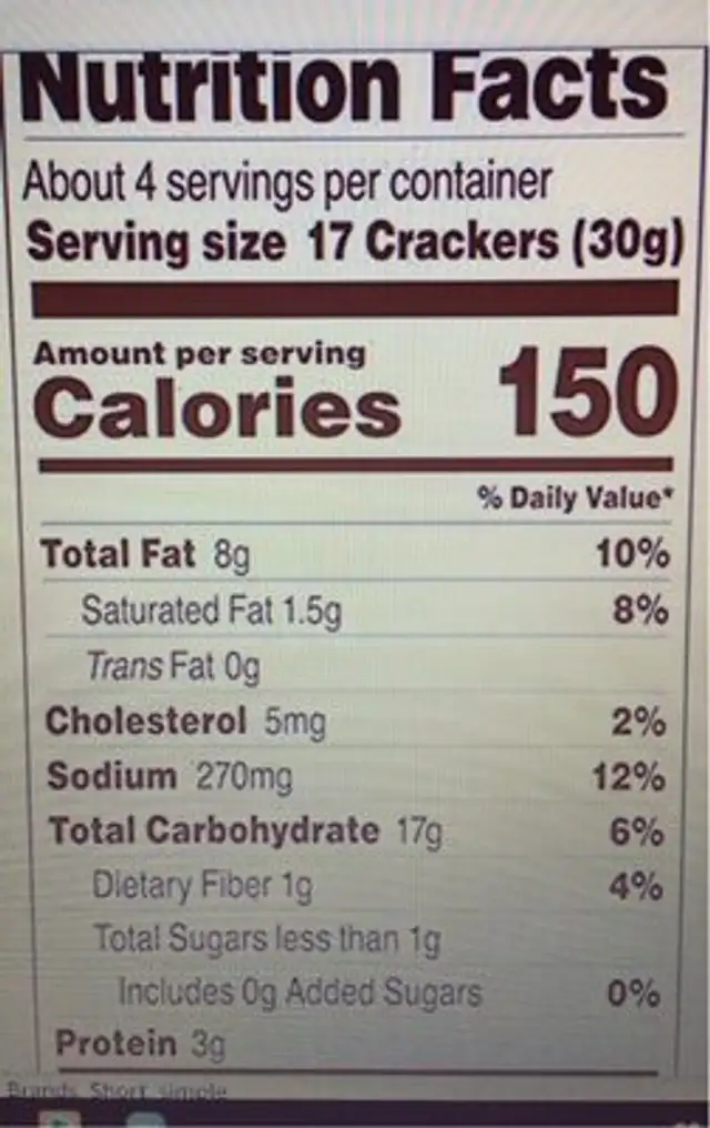 Almond flour crackers nutrition facts table