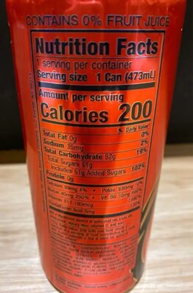 Wired x strawberry lemonade nutrition facts table
