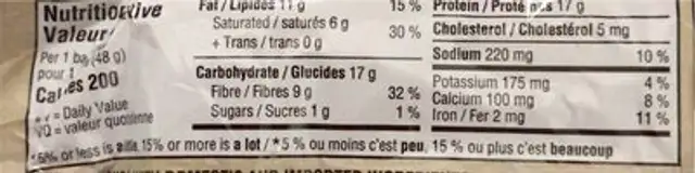 peanutfudge granola nutrition facts table
