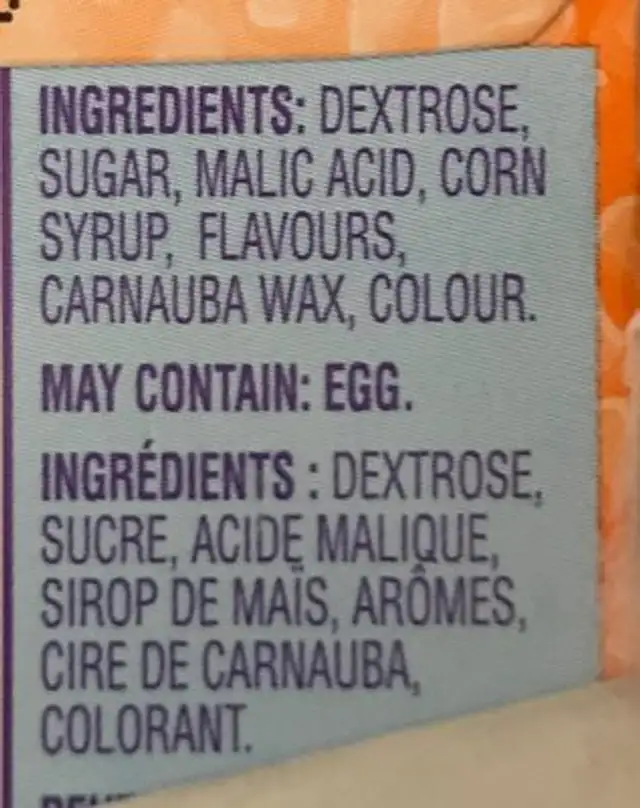 Nerds ingredients label