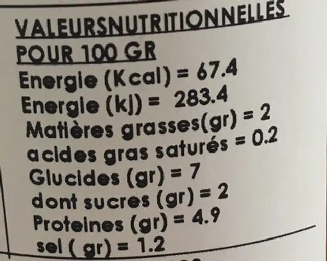 Langoustine de peche locale au Vermentinu nutrition facts table