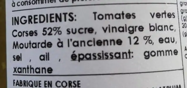 Ketchup ingredients label