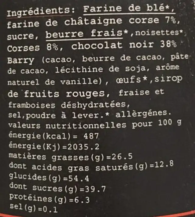Cukizzi ingredients label