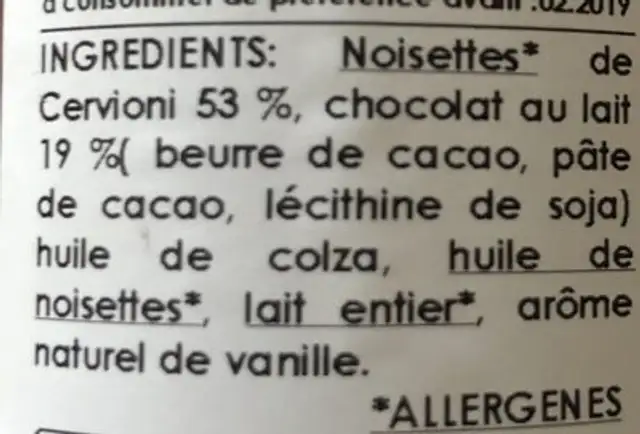 A nucella ingredients label