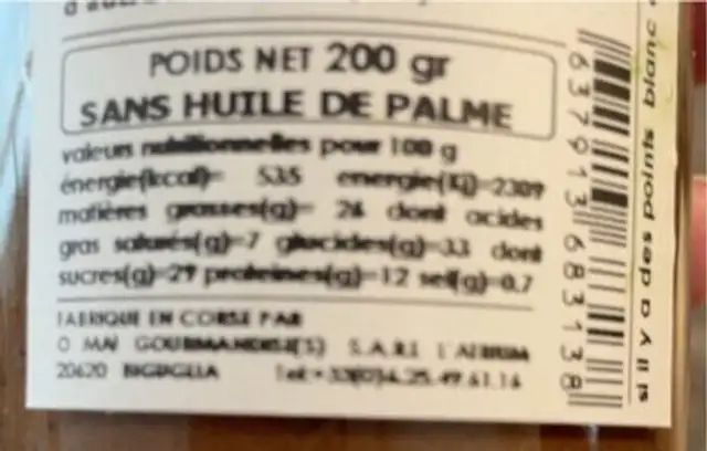 A nucella nutrition facts table