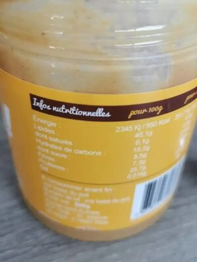Beurre de cacahouète nutrition facts table