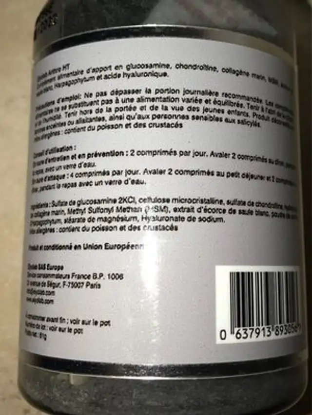 ARTHO Ht ingredients label