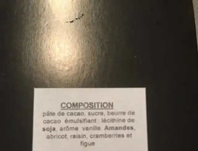 Chocolat façon mendiants ingredients label