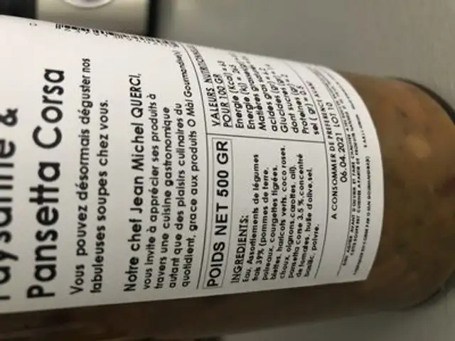 Soupe de legumes paysanne ingredients label