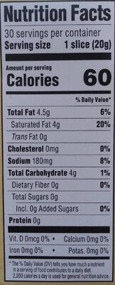 CHAO Vegan Creamery Slices nutrition facts table