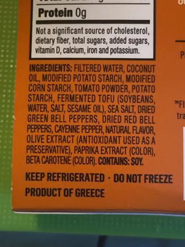 Chao Tomato Cayenne Slices ingredients label
