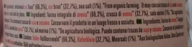 Oat cakes ingredients label