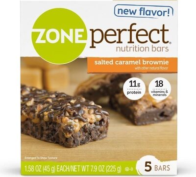 Salted caramel brownie nutrition bars front packaging