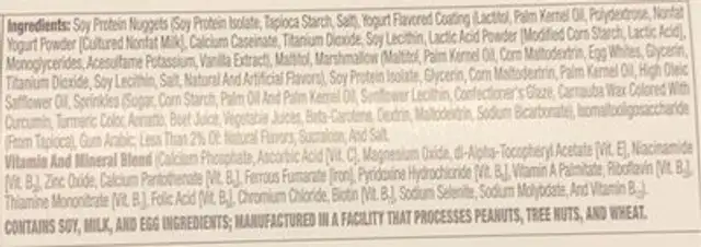 Macros nutrition facts table