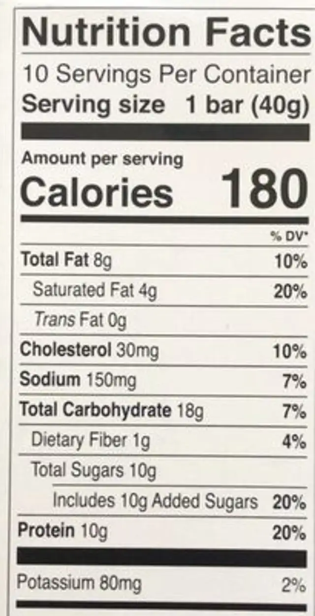 Oatmeal chocolate chunk nutrition facts table