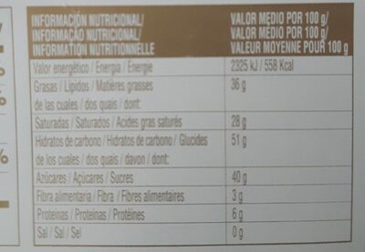 Trufas al cacao nutrition facts table