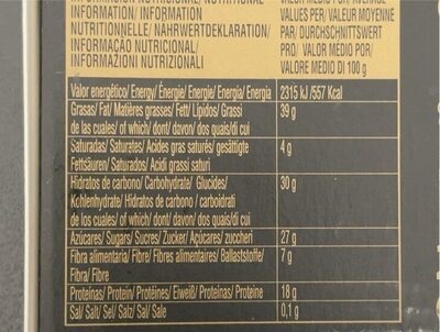 Turrón blando nutrition facts table