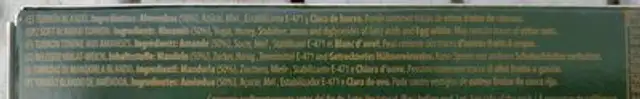 Turron blando ingredients label