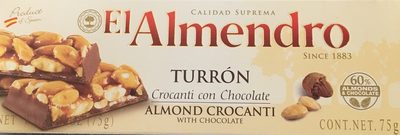 El almendro, turron almond crocanti with chocolate