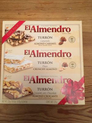 El Almendro Turron Almond Candy 3 Variety Gift Pack 7.5 Oz Box (3 Pack)