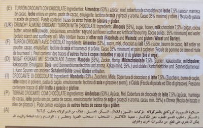 Turron crocanti chocolate ingredients label
