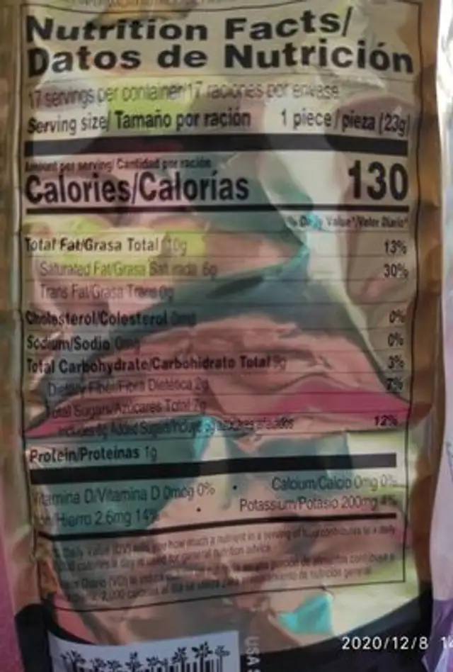 Miniporciones Turrón de chocolate nutrition facts table