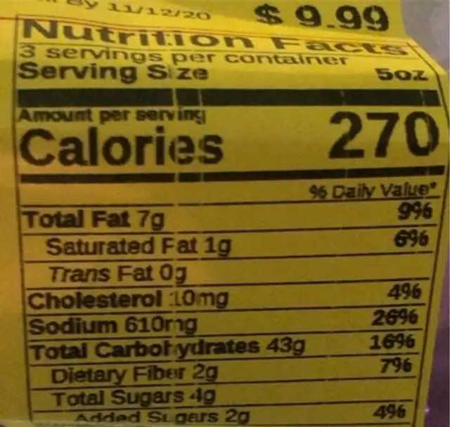 Gyoza Combo nutrition facts table