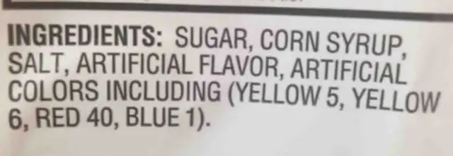 hard candy ingredients label