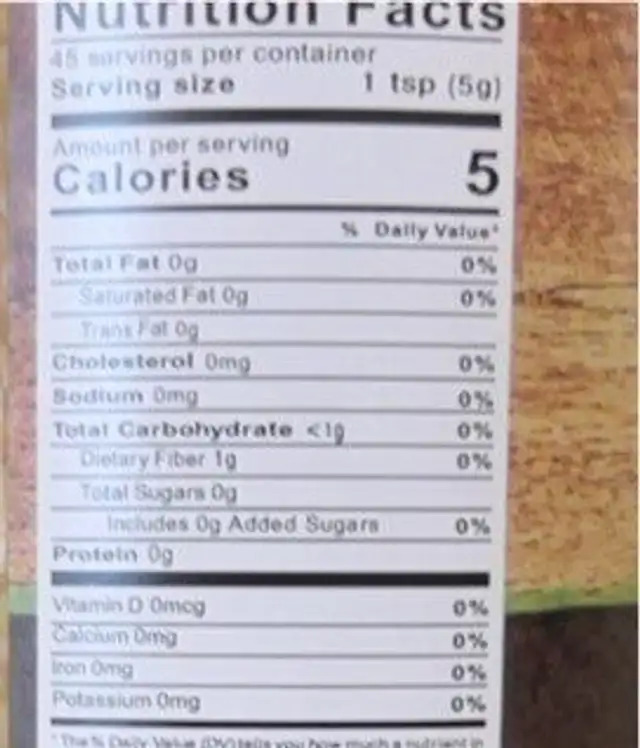 Minced Garlic nutrition facts table
