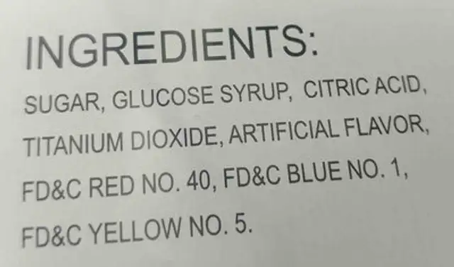 Unknown ingredients label
