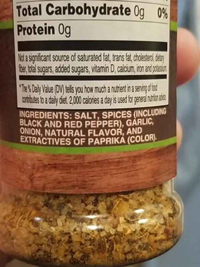 Steakhouse seasoning ingredients label