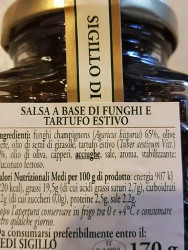 Salsa Sel Tartufaio ingredients label