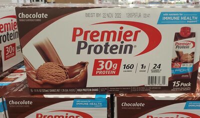 Premier protein chocolate front packaging