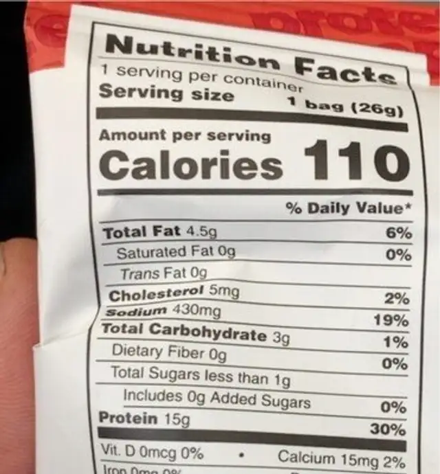 Protein poppits nutrition facts table