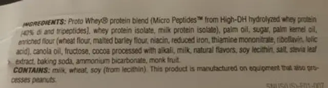 Chocolate Lava Protein Snack ingredients label