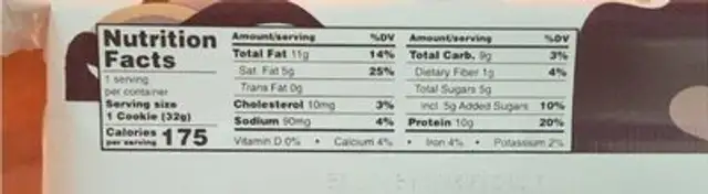 Chocolate Lava Protein Snack nutrition facts table