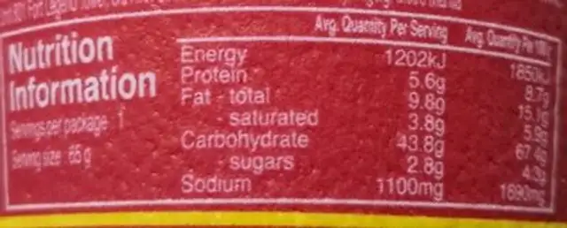 Korean Style Instant Noodles Jin Ramen Spicy nutrition facts table