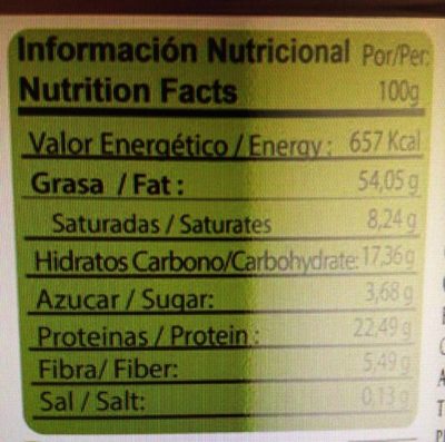 Crema de cacahuete integral ingredients label