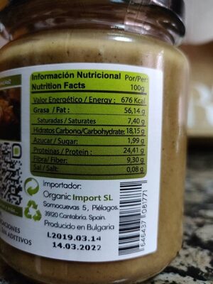 Tahini integral nutrition facts table