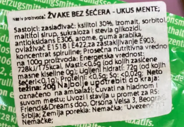 Unknown ingredients label