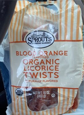 Blood orange flavored organic licorice twists